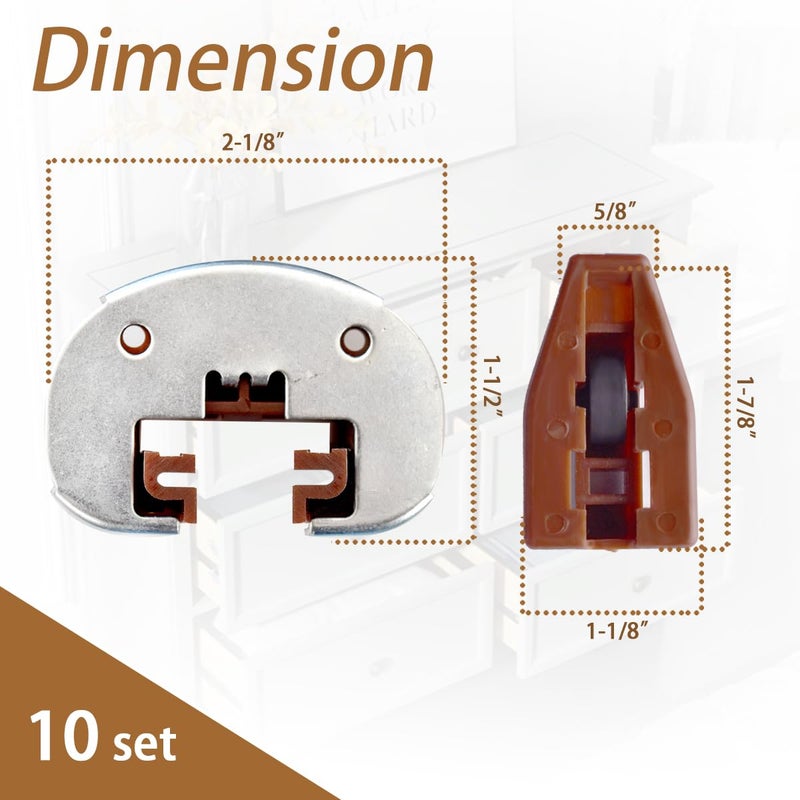 XTPTFABS 10PCS Drawer Guide Kits(Drawer Slides Repair kit with Metal Support Plate) Replacement for Rite-Trak II Model #168 Drawer Guide Glide Commercial Slide Style Drawers Drawer Slides(10) - Image 3